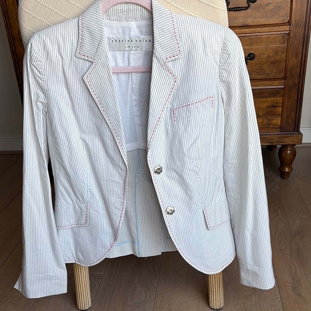 White Striped Women's Cotton Jacket